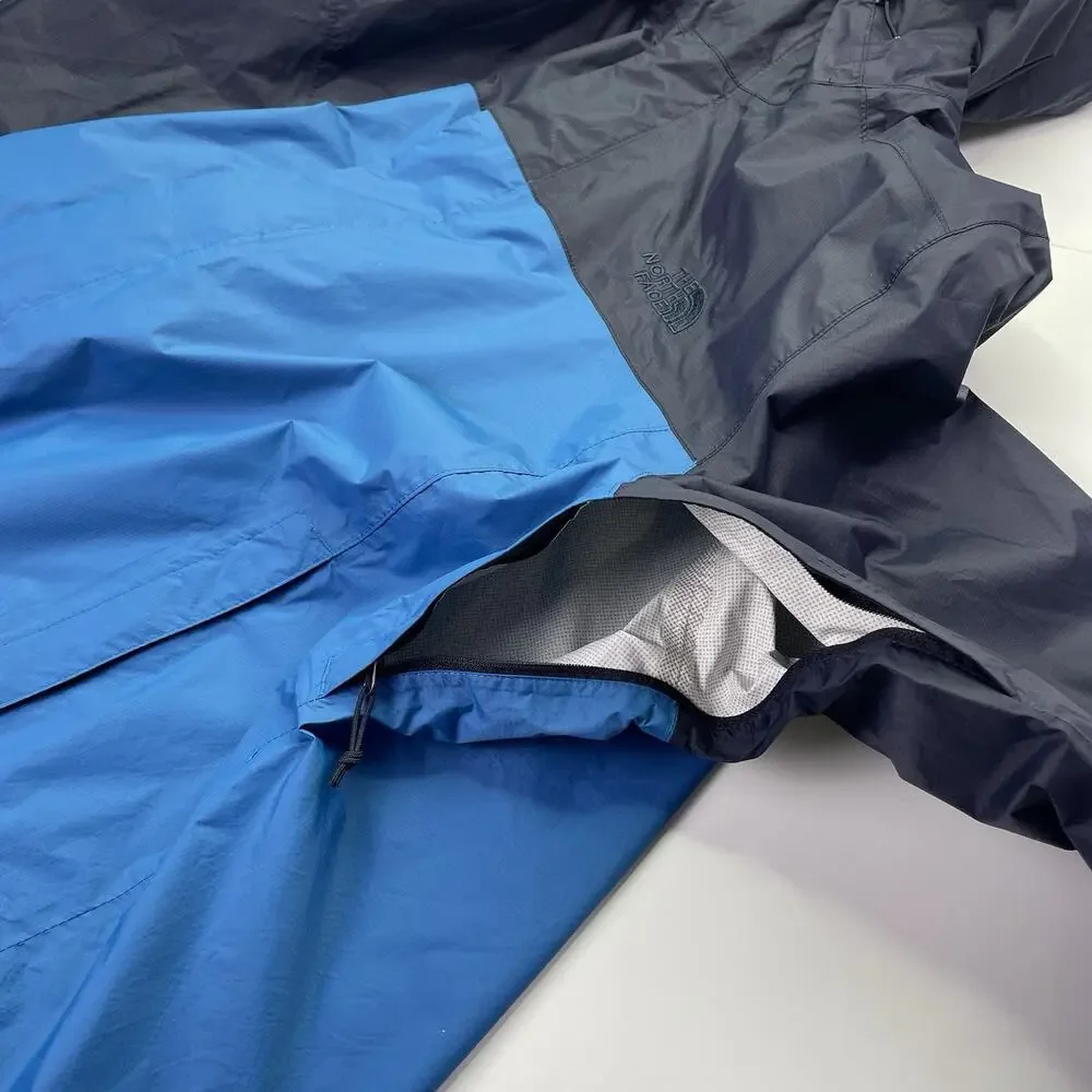 North Face Venture 2 Jacket Mens Large With Hood Blue Colorblock Two Tone